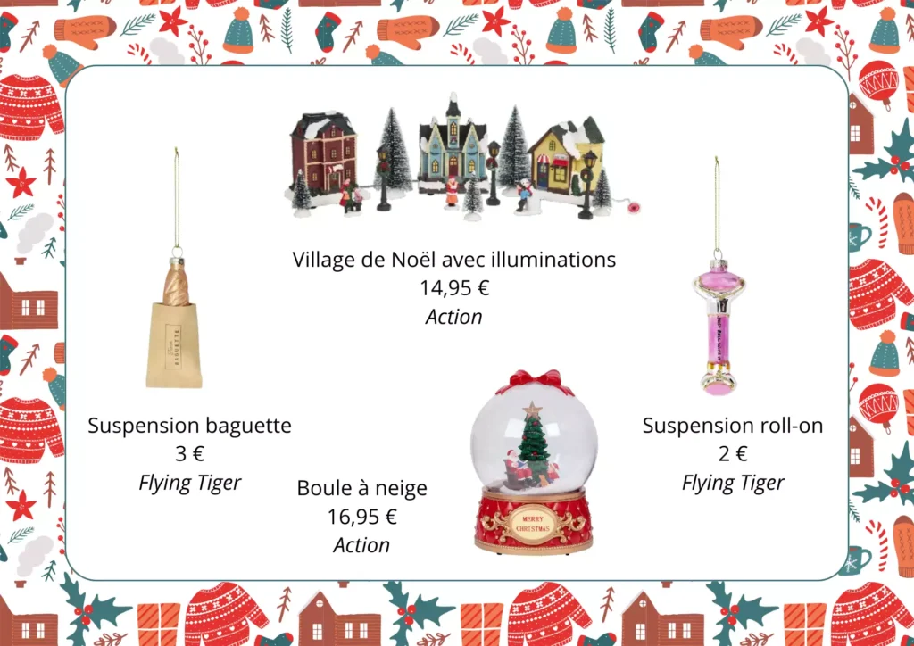 sélection de décorations de Noël chez Flying Tiger et Action