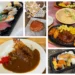 variété de plats pour manger pas cher au Japon : sushis, donut, curry, plat de restaurant familial, bento de konbini